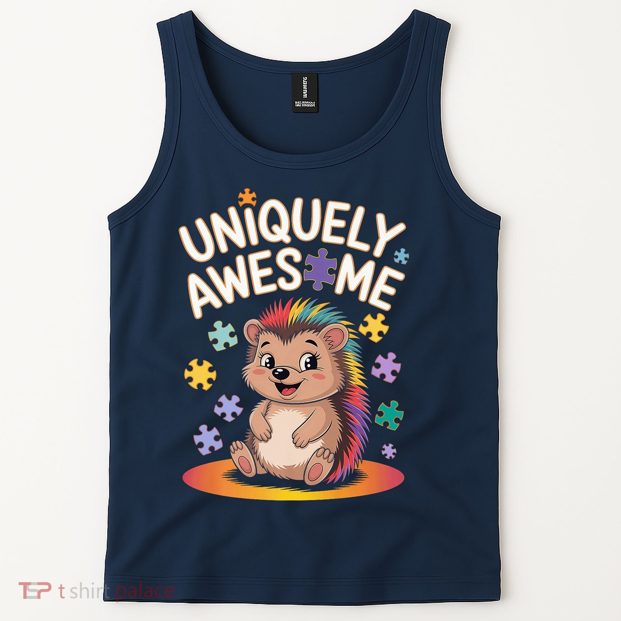 Autism Awareness Month Hedgehog Acceptance Neurodiversity Tank Top