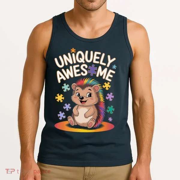Autism Awareness Month Hedgehog Acceptance Neurodiversity Tank Top