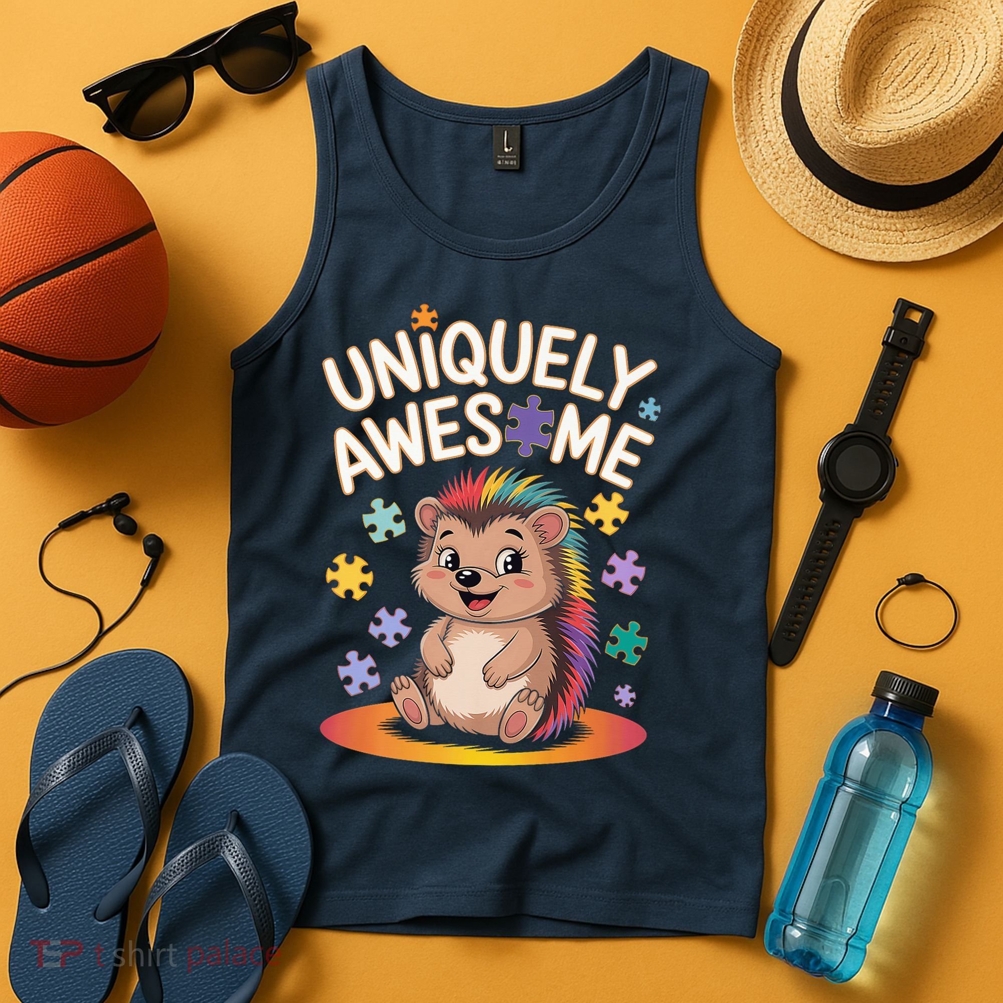 Autism Awareness Month Hedgehog Acceptance Neurodiversity Tank Top