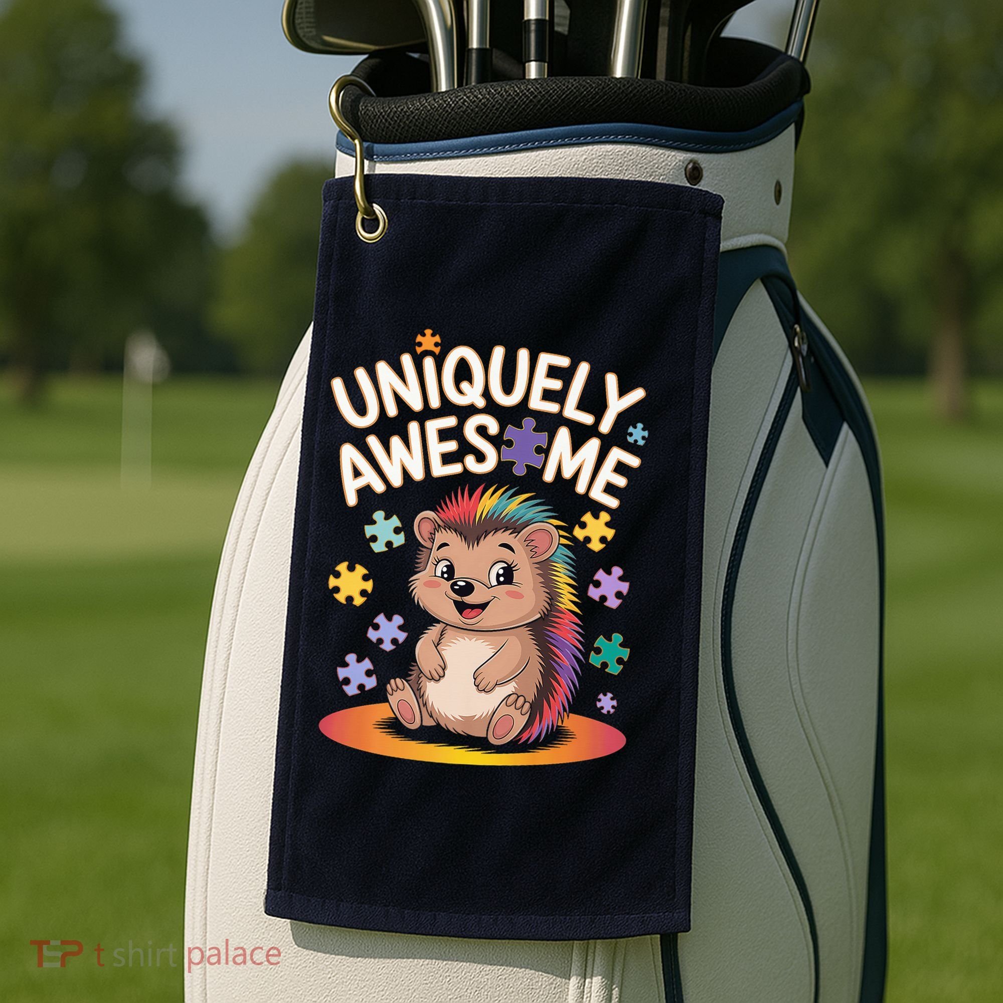 Autism Awareness Month Hedgehog Acceptance Neurodiversity Golf Towel