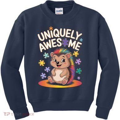 Autism Awareness Month Hedgehog Acceptance Neurodiversity Kids Sweatshirt