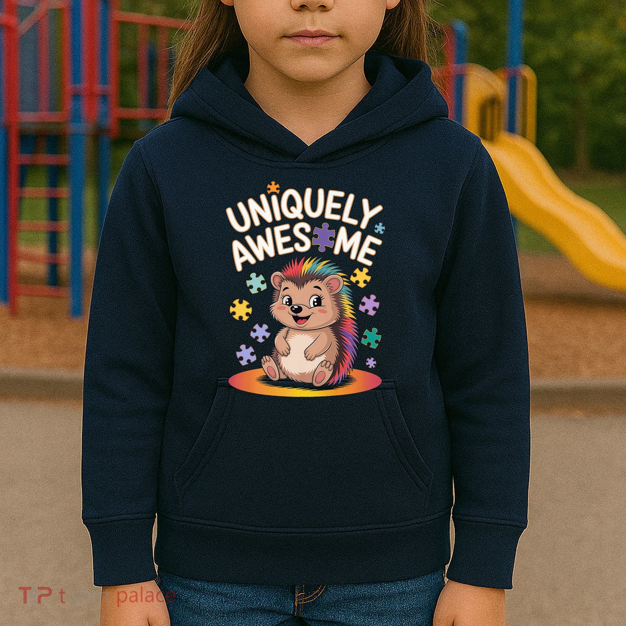 Autism Awareness Month Hedgehog Acceptance Neurodiversity Kids Hoodie