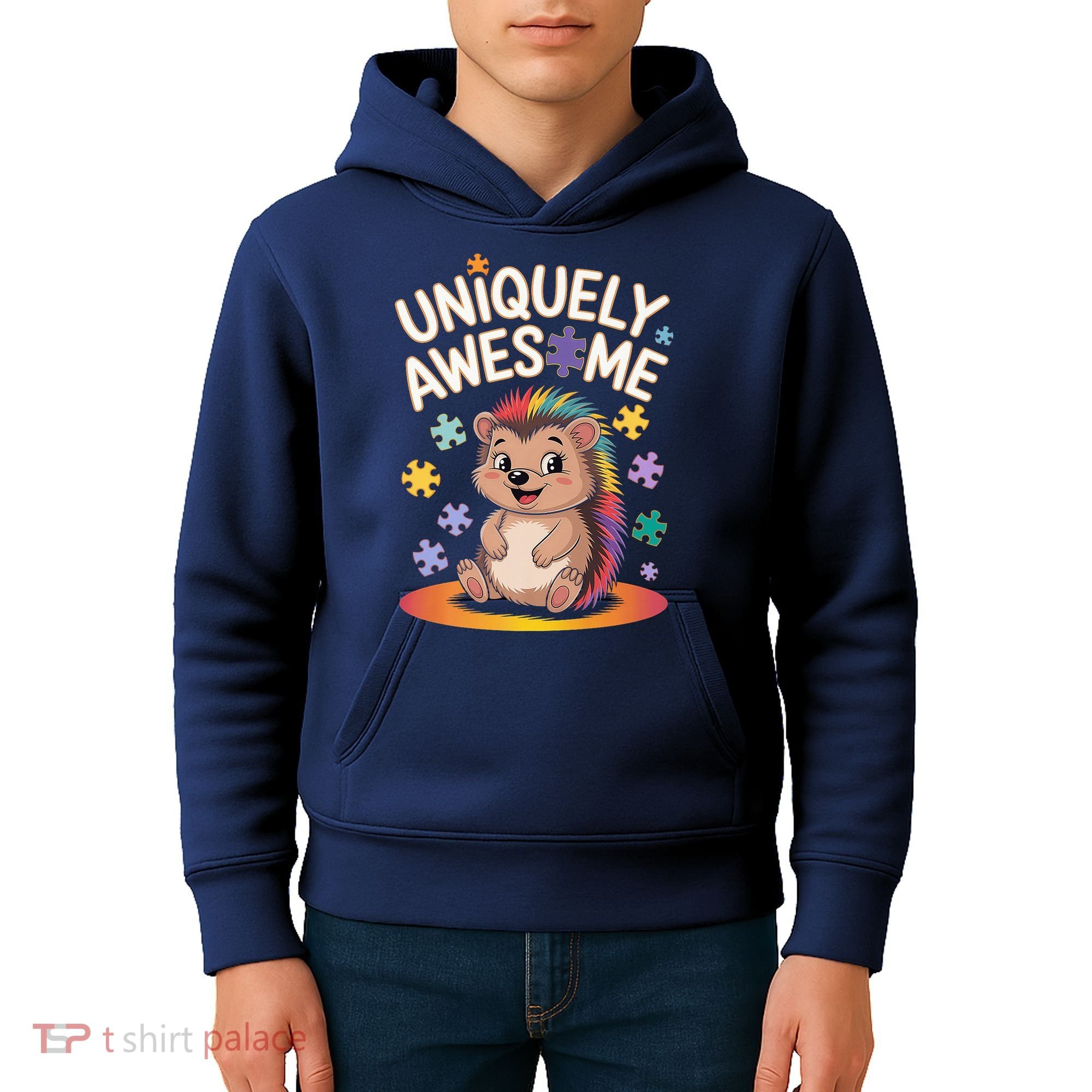 Autism Awareness Month Hedgehog Acceptance Neurodiversity Kids Hoodie