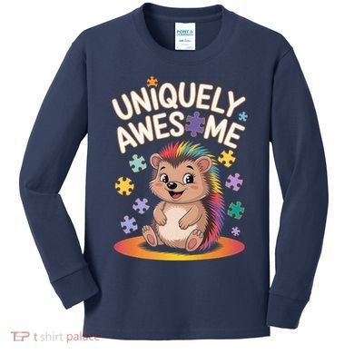 Autism Awareness Month Hedgehog Acceptance Neurodiversity Kids Long Sleeve Shirt