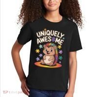 Autism Awareness Month Hedgehog Acceptance Neurodiversity Kids T-Shirt thumb 2