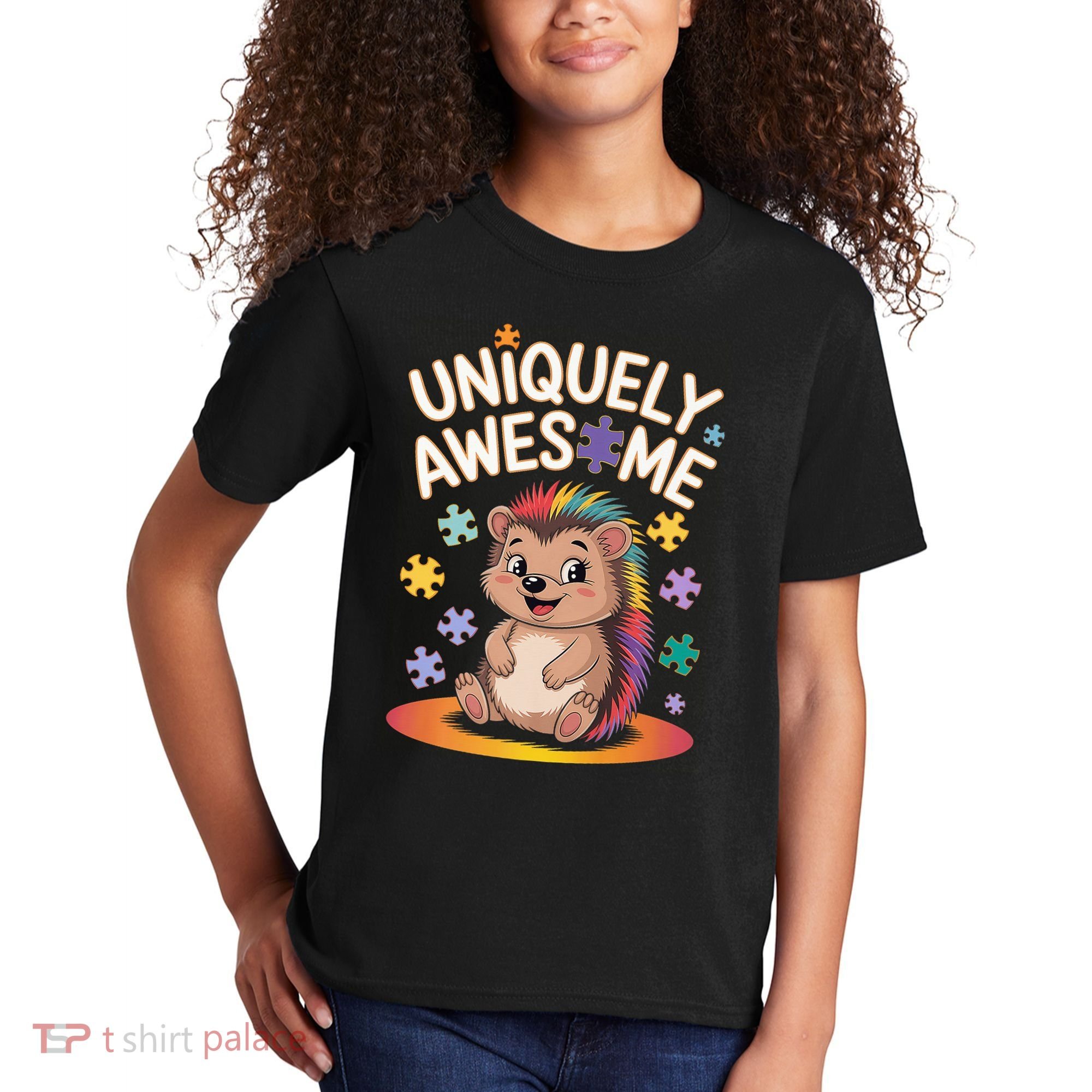 Autism Awareness Month Hedgehog Acceptance Neurodiversity Kids T-Shirt