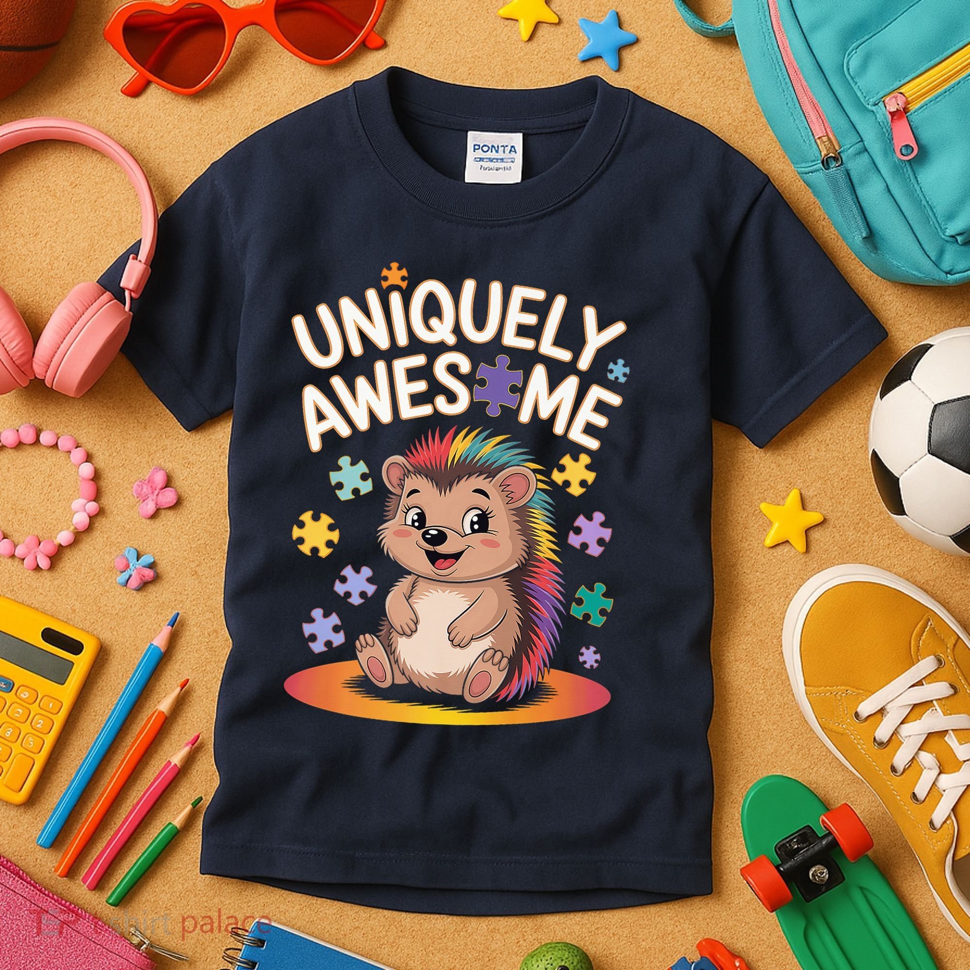 Autism Awareness Month Hedgehog Acceptance Neurodiversity Kids T-Shirt