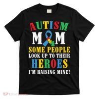 Autism Awareness Month Autism Mom Puzzle Ribbon Son Is My Hero Mother'sDay T-Shirt thumb 0
