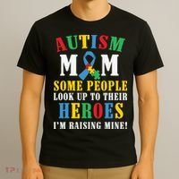 Autism Awareness Month Autism Mom Puzzle Ribbon Son Is My Hero Mother'sDay T-Shirt thumb 3