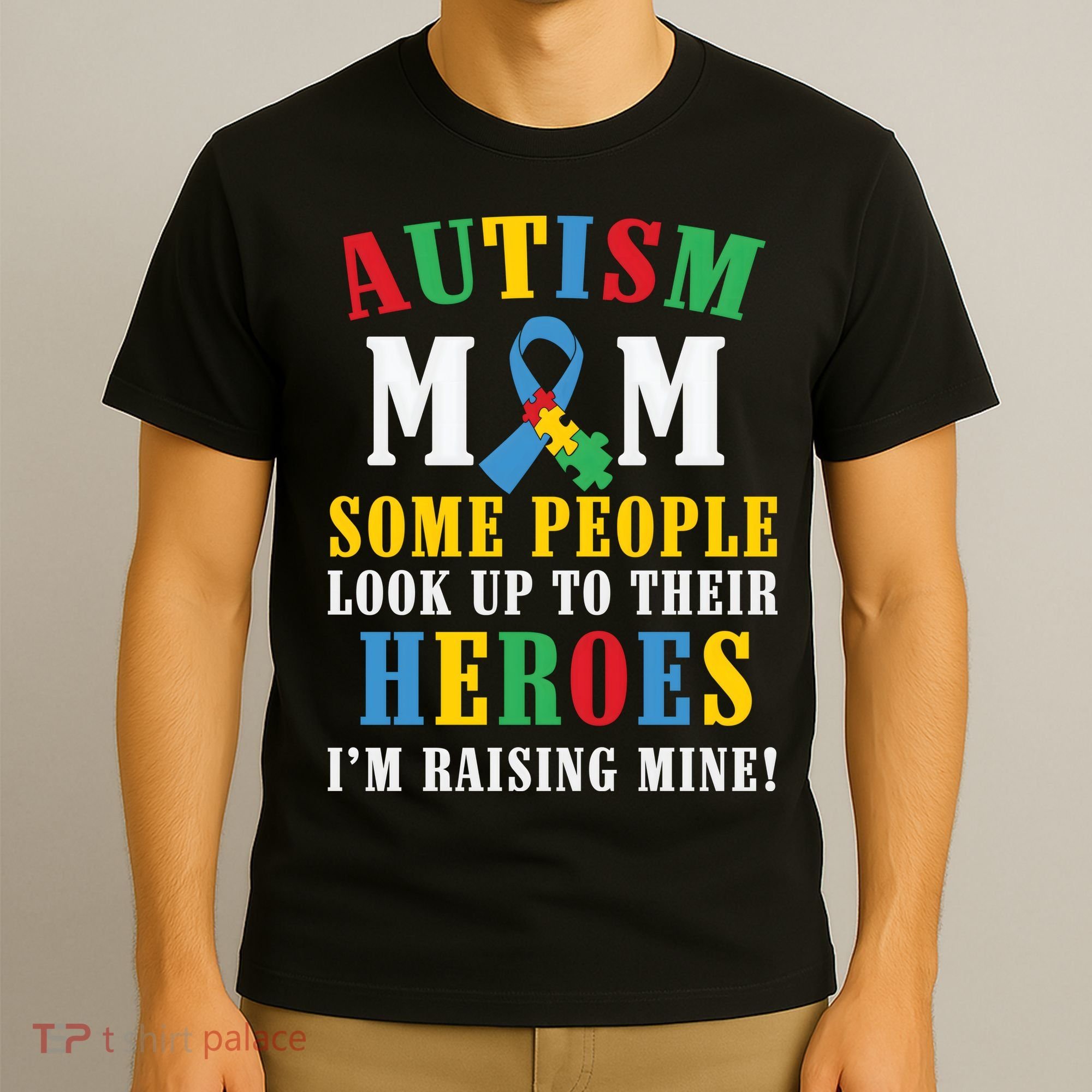 Autism Awareness Month Autism Mom Puzzle Ribbon Son Is My Hero Mother'sDay T-Shirt