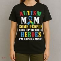 Autism Awareness Month Autism Mom Puzzle Ribbon Son Is My Hero Mother'sDay T-Shirt thumb 4