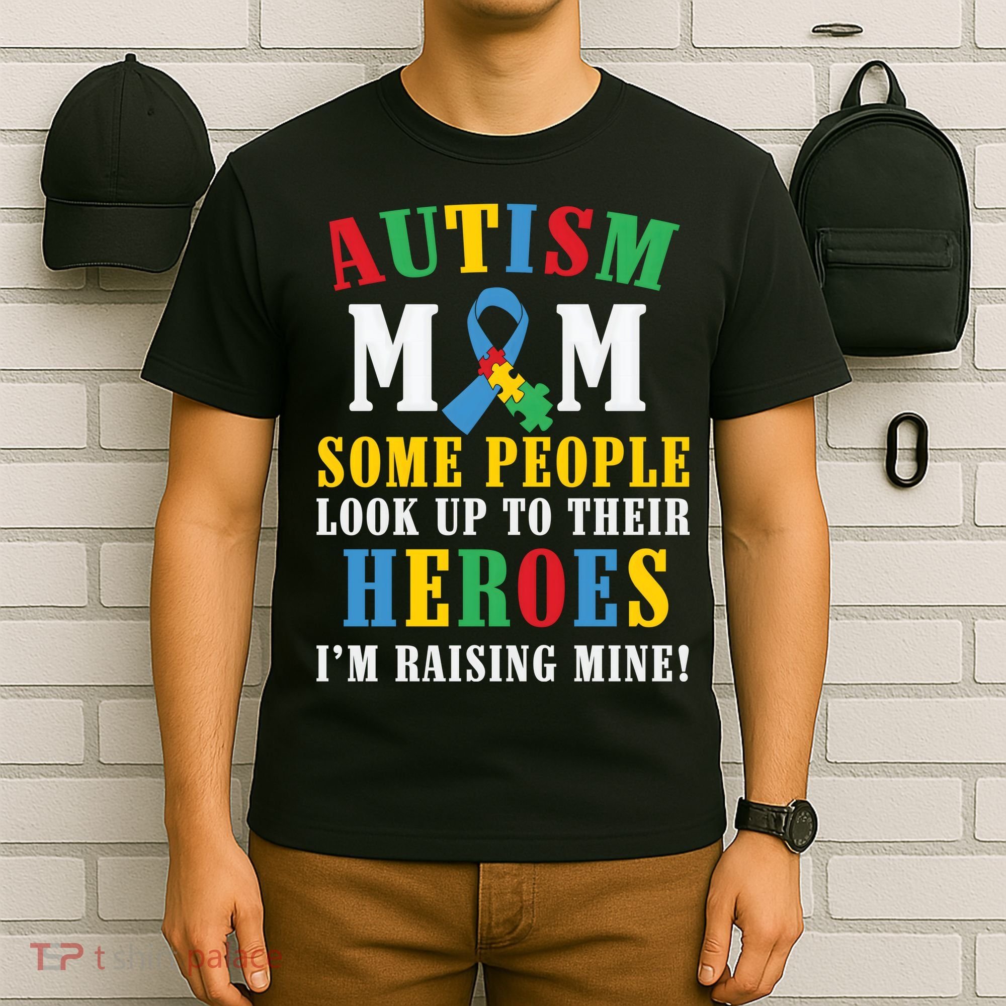 Autism Awareness Month Autism Mom Puzzle Ribbon Son Is My Hero Mother'sDay T-Shirt