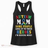 Autism Awareness Month Autism Mom Puzzle Ribbon Son Is My Hero Mother'sDay Women's Tank Top thumb 0