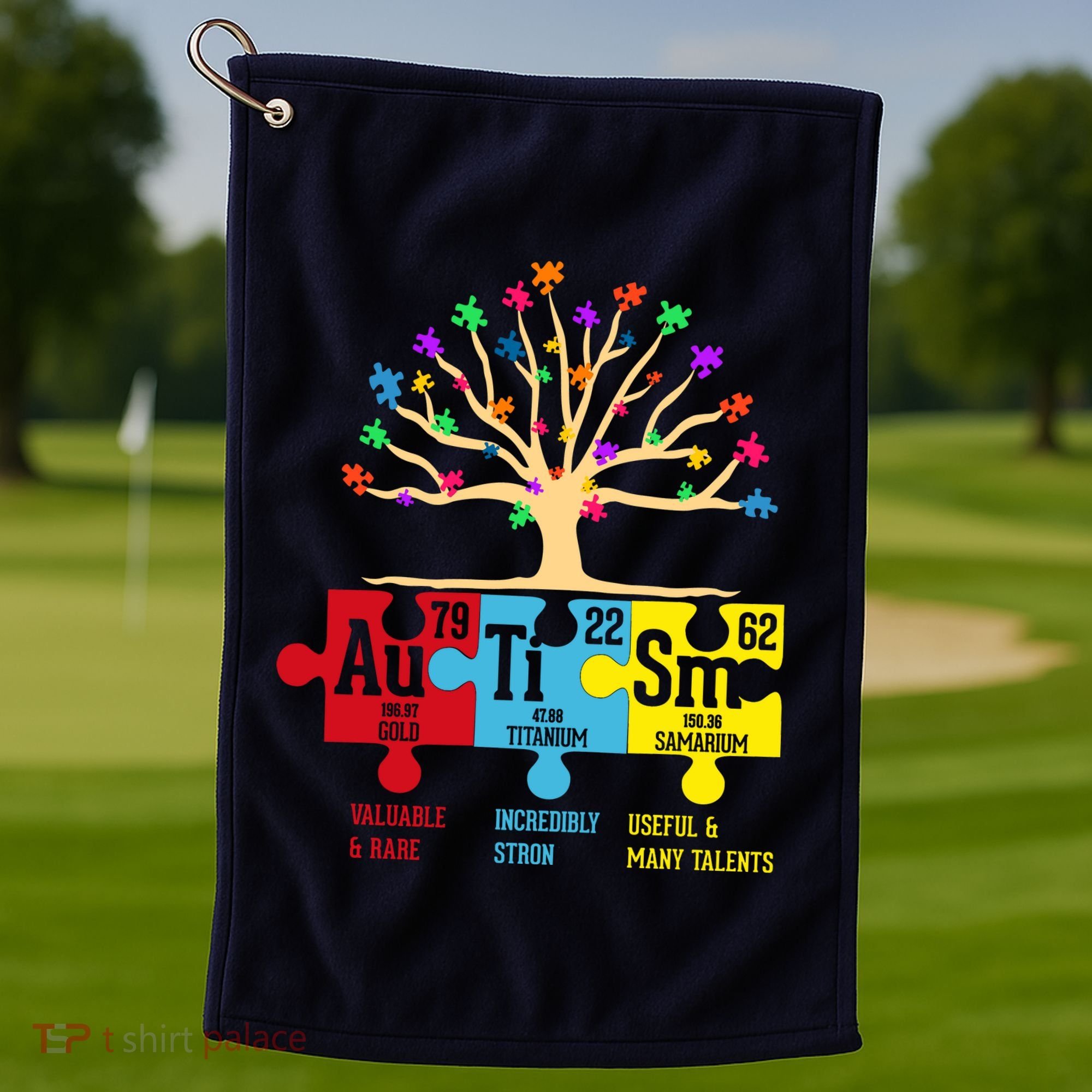 Autism Awareness Month Table Of Elements Golf Towel