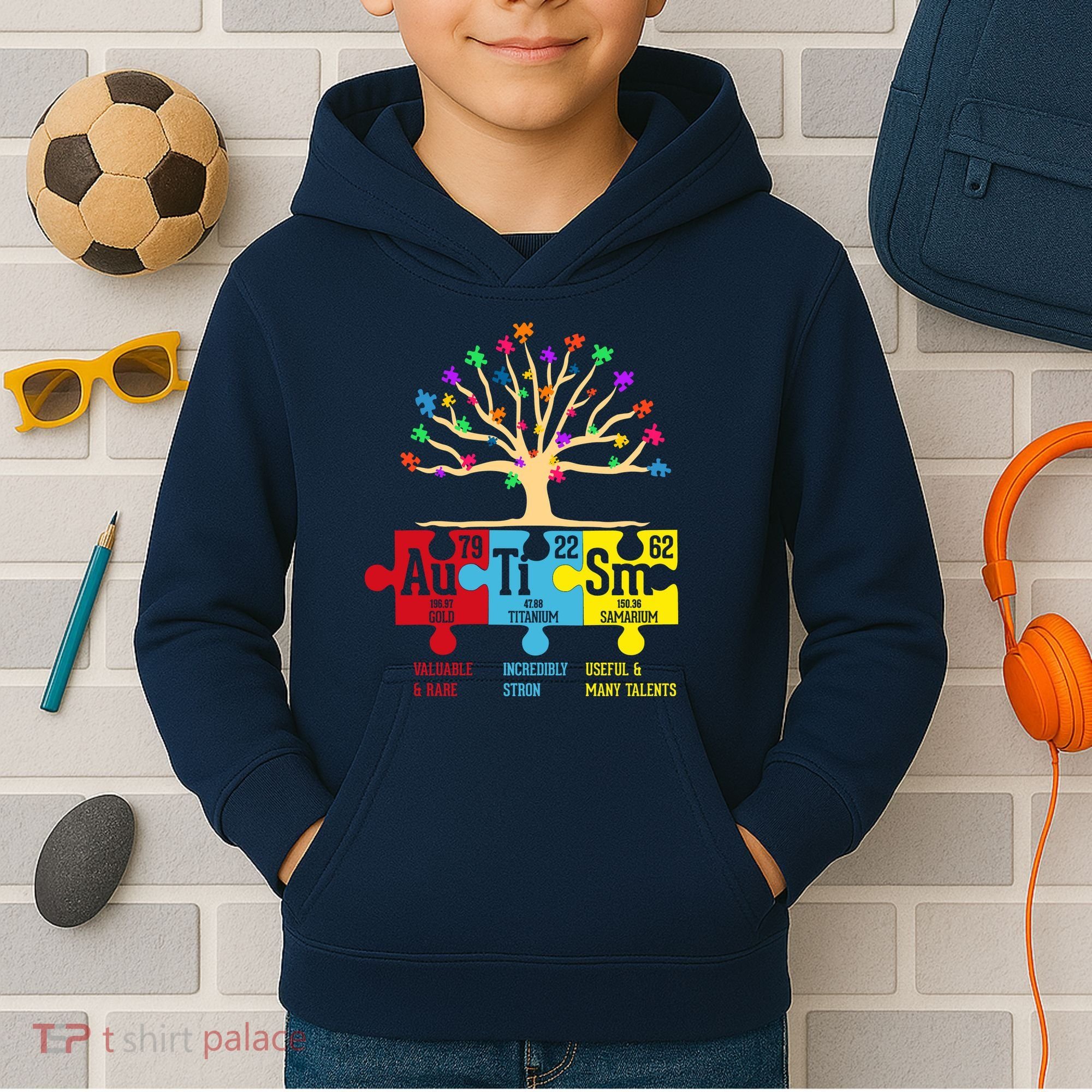 Autism Awareness Month Table Of Elements Kids Hoodie