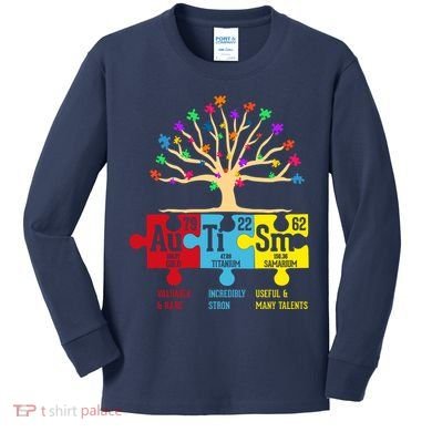 Autism Awareness Month Table Of Elements Kids Long Sleeve Shirt