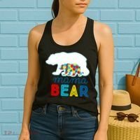 Autism Awareness Mama Bear Autistic Mom Gift Women's Tank Top thumb 2