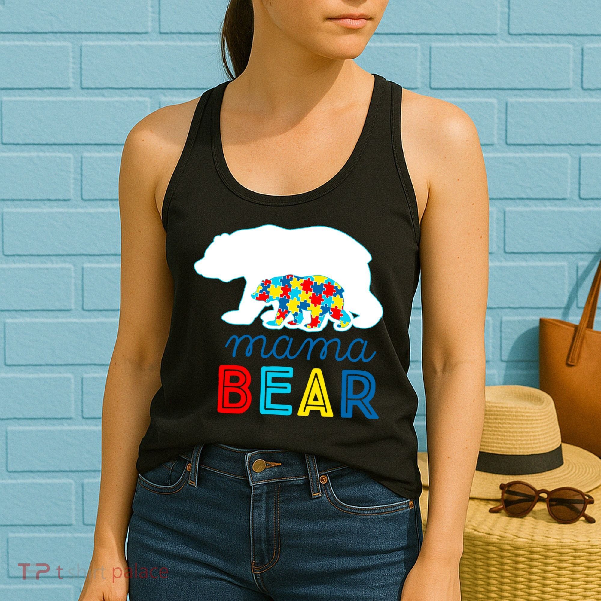 Autism Awareness Mama Bear Autistic Mom Gift Women's Tank Top