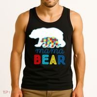 Autism Awareness Mama Bear Autistic Mom Gift Tank Top thumb 3