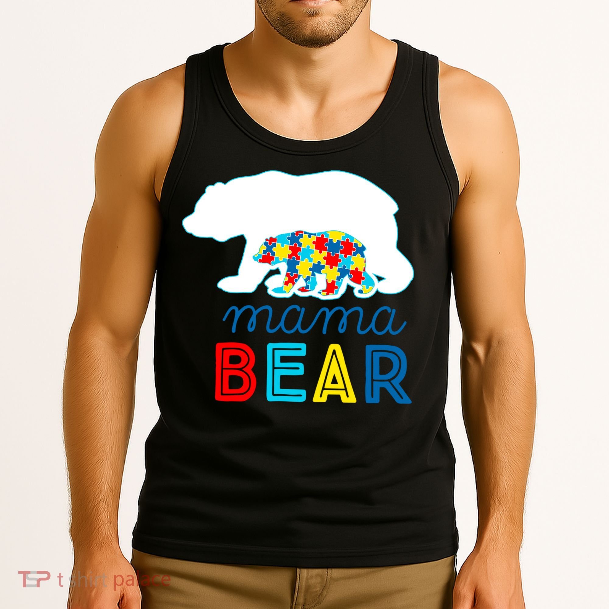 Autism Awareness Mama Bear Autistic Mom Gift Tank Top