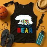 Autism Awareness Mama Bear Autistic Mom Gift Tank Top thumb 4