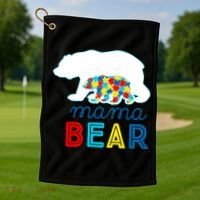 Autism Awareness Mama Bear Autistic Mom Gift Golf Towel thumb 1