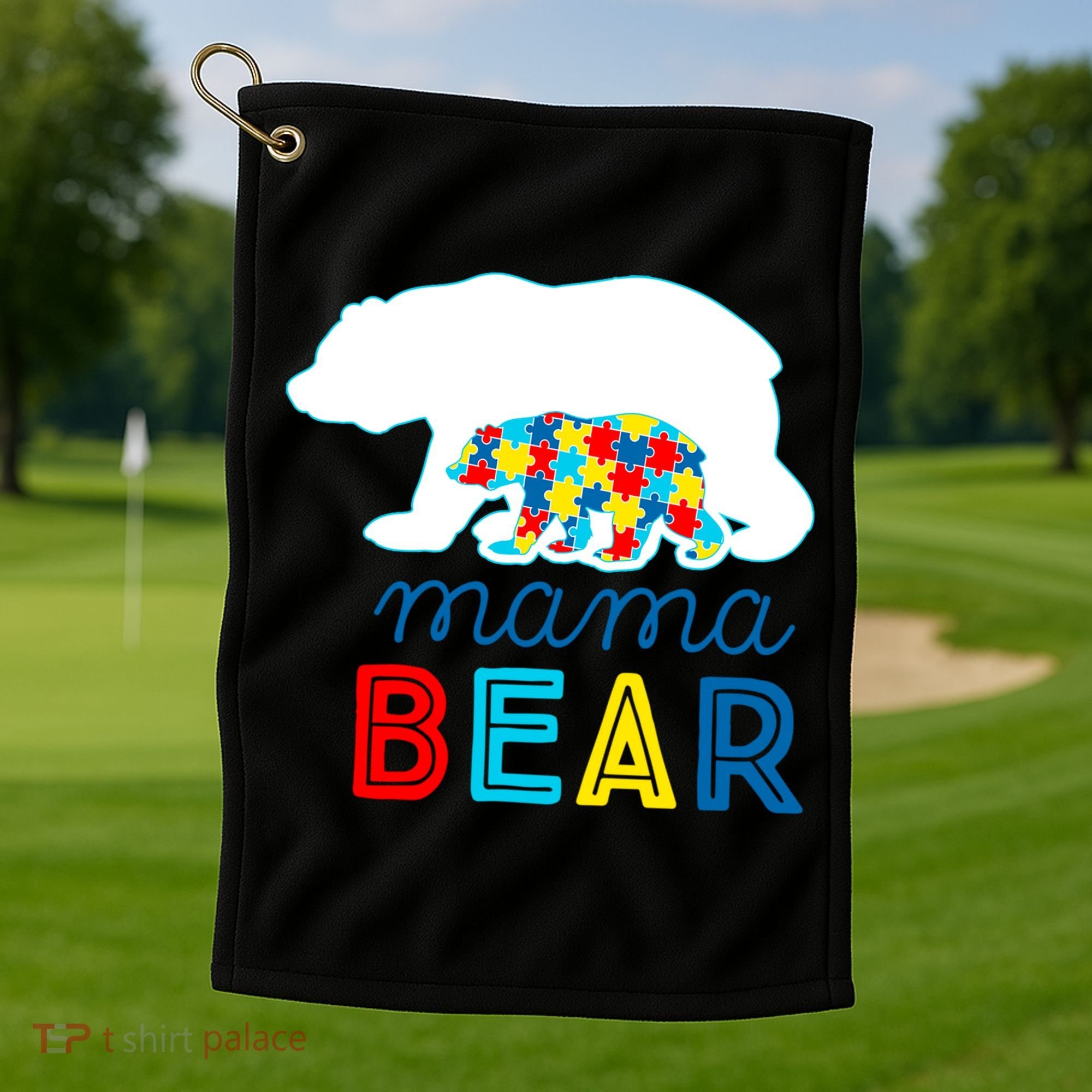 Autism Awareness Mama Bear Autistic Mom Gift Golf Towel