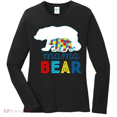 Autism Awareness Mama Bear Autistic Mom Gift Women's Long Sleeve Shirt