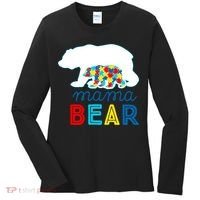 Autism Awareness Mama Bear Autistic Mom Gift Women's Long Sleeve Shirt thumb 0