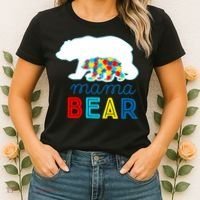 Autism Awareness Mama Bear Autistic Mom Gift Women's T-Shirt thumb 2