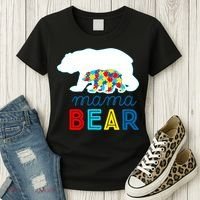Autism Awareness Mama Bear Autistic Mom Gift Women's T-Shirt thumb 3