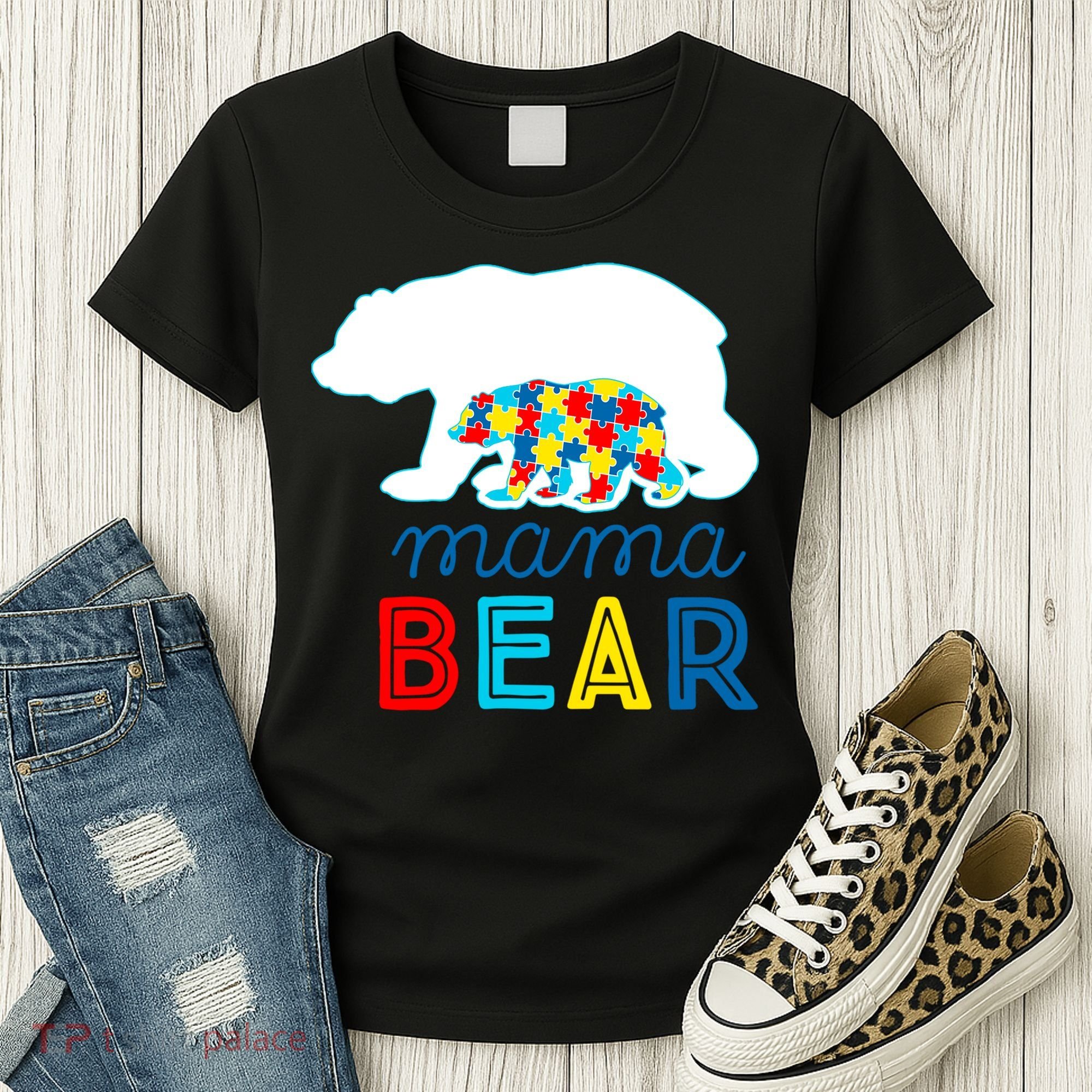 Autism Awareness Mama Bear Autistic Mom Gift Women's T-Shirt