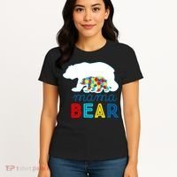 Autism Awareness Mama Bear Autistic Mom Gift Women's T-Shirt thumb 4