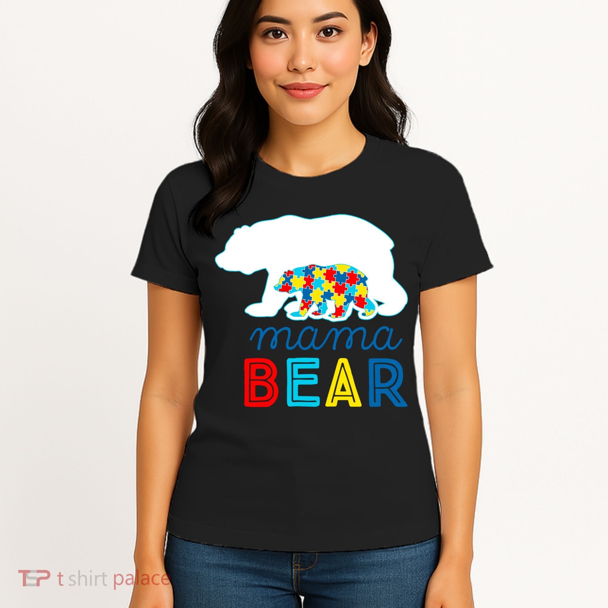 Autism Awareness Mama Bear Autistic Mom Gift Women's T-Shirt