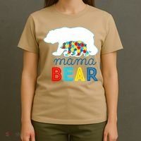 Autism Awareness Mama Bear Autistic Mom Gift T-Shirt thumb 4