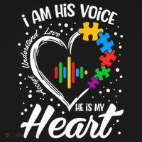 Autism Awareness Mom Meaningful Gift I Am His Voice He Is My Heart Gift Doggie Tank thumb 4