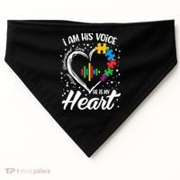Autism Awareness Mom Meaningful Gift I Am His Voice He Is My Heart Gift USA-Made Doggie Bandana thumb 0