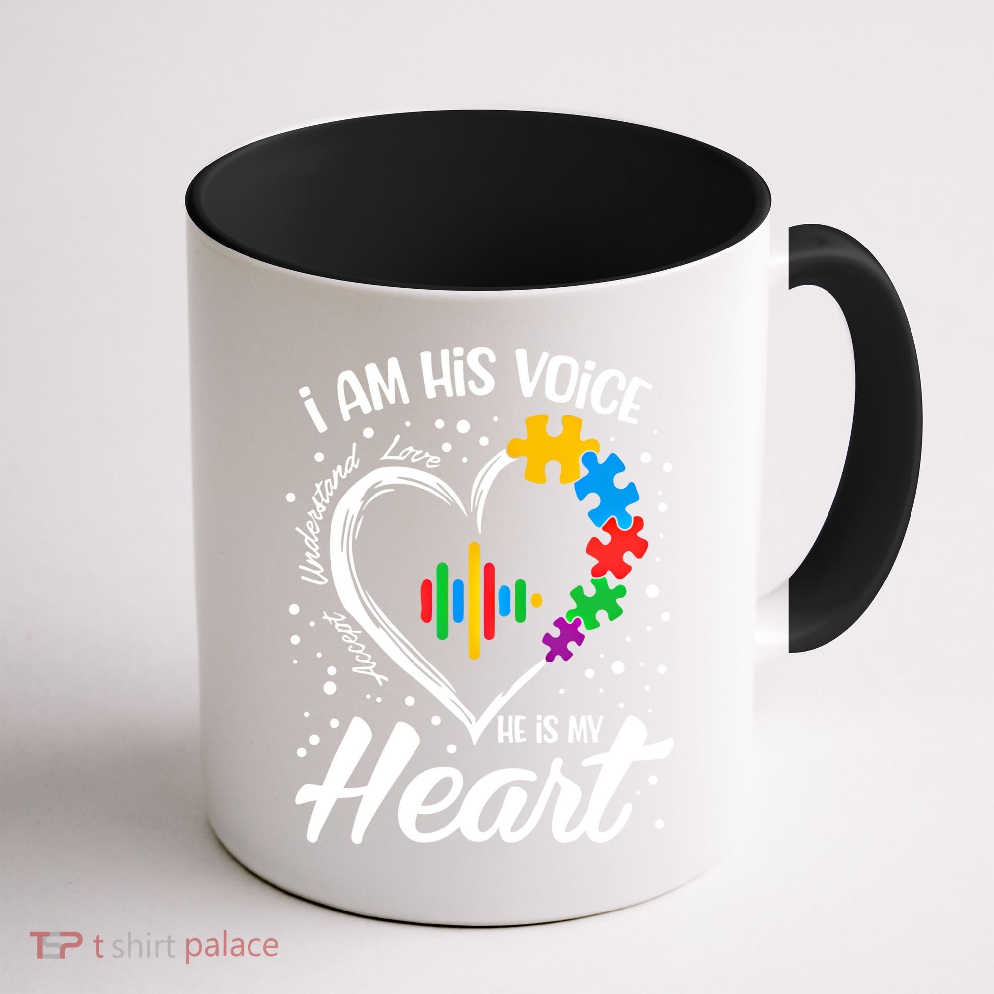 Autism Awareness Mom Meaningful Gift I Am His Voice He Is My Heart Gift Coffee Mug