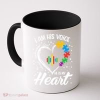 Autism Awareness Mom Meaningful Gift I Am His Voice He Is My Heart Gift Coffee Mug thumb 0