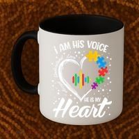 Autism Awareness Mom Meaningful Gift I Am His Voice He Is My Heart Gift Coffee Mug thumb 2