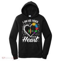Autism Awareness Mom Meaningful Gift I Am His Voice He Is My Heart Gift Women's Hoodie thumb 0