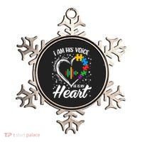 Autism Awareness Mom Meaningful Gift I Am His Voice He Is My Heart Gift Ornament thumb 0