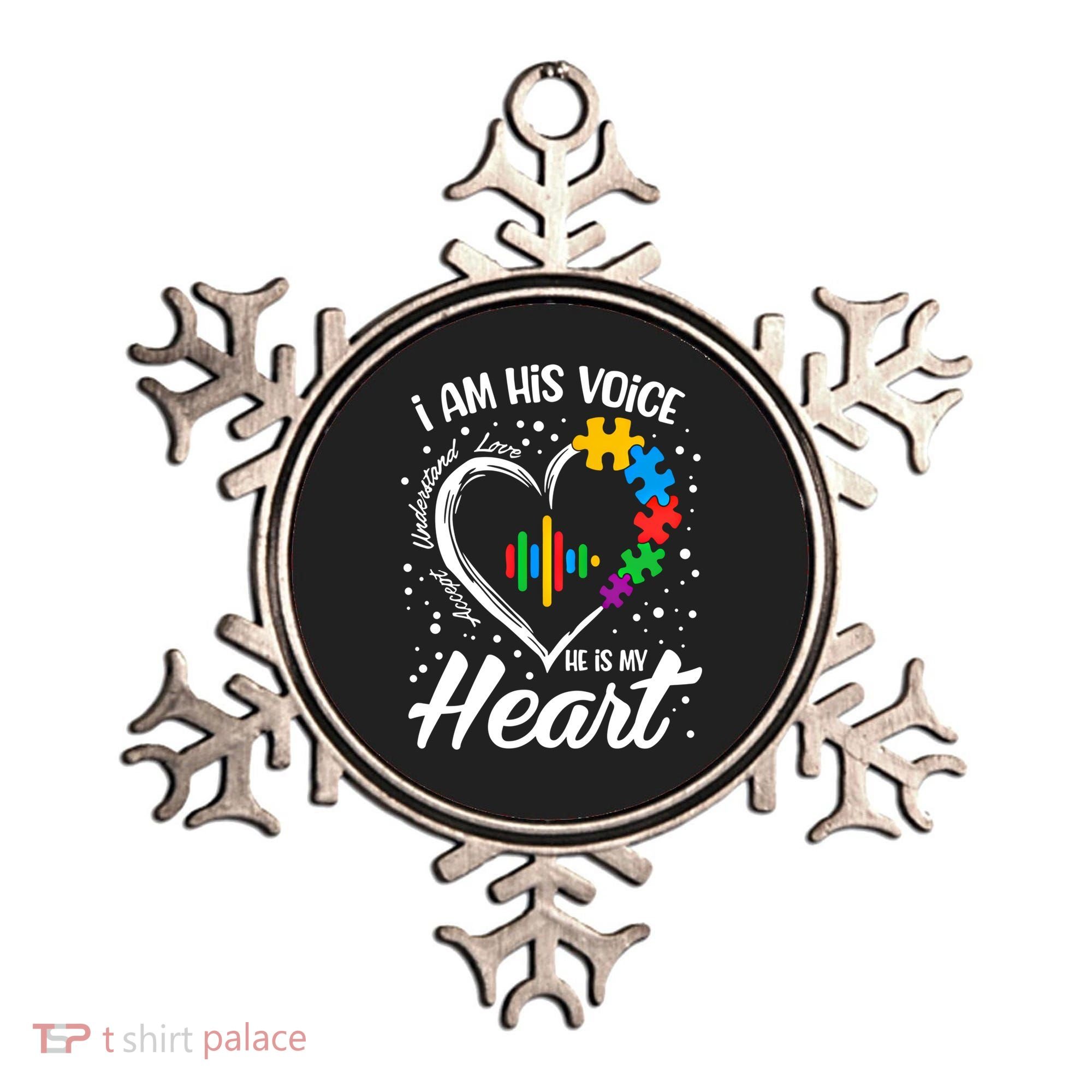 Autism Awareness Mom Meaningful Gift I Am His Voice He Is My Heart Gift Ornament