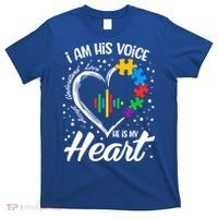Autism Awareness Mom Meaningful Gift I Am His Voice He Is My Heart Gift T-Shirt thumb 0
