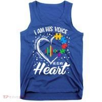 Autism Awareness Mom Meaningful Gift I Am His Voice He Is My Heart Gift Tank Top thumb 0