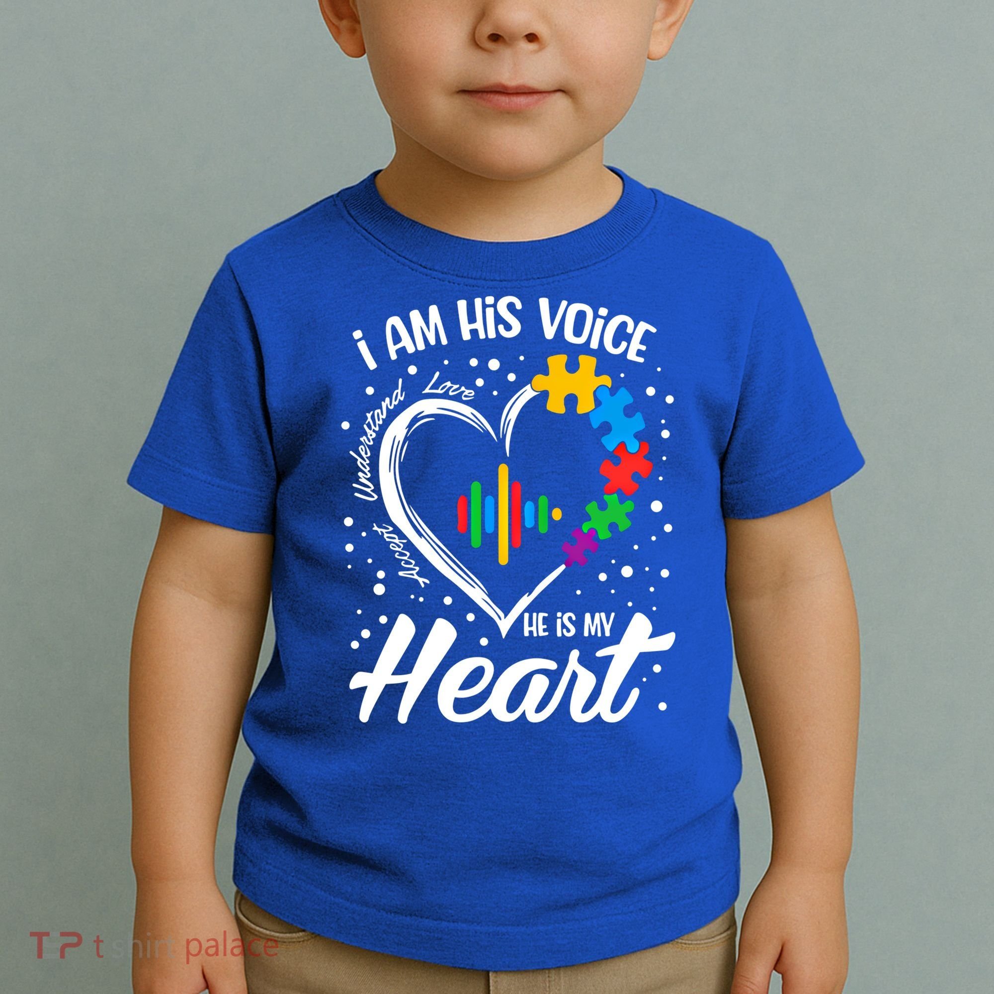Autism Awareness Mom Meaningful Gift I Am His Voice He Is My Heart Gift Toddler T-Shirt