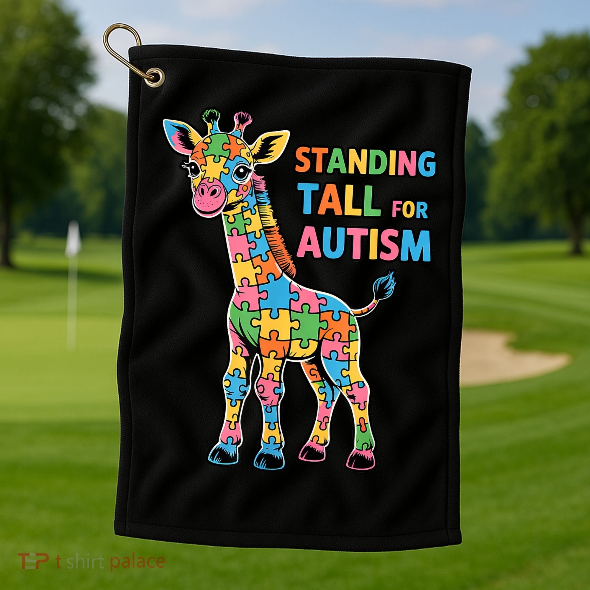Autism Awareness Month April Puzzle Acceptance & Inclusion  Golf Towel