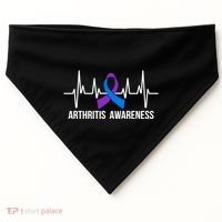 Arthritis Awareness Month Purple And Blue Ribbon Heartbeat Great Gift USA-Made Doggie Bandana thumb 0