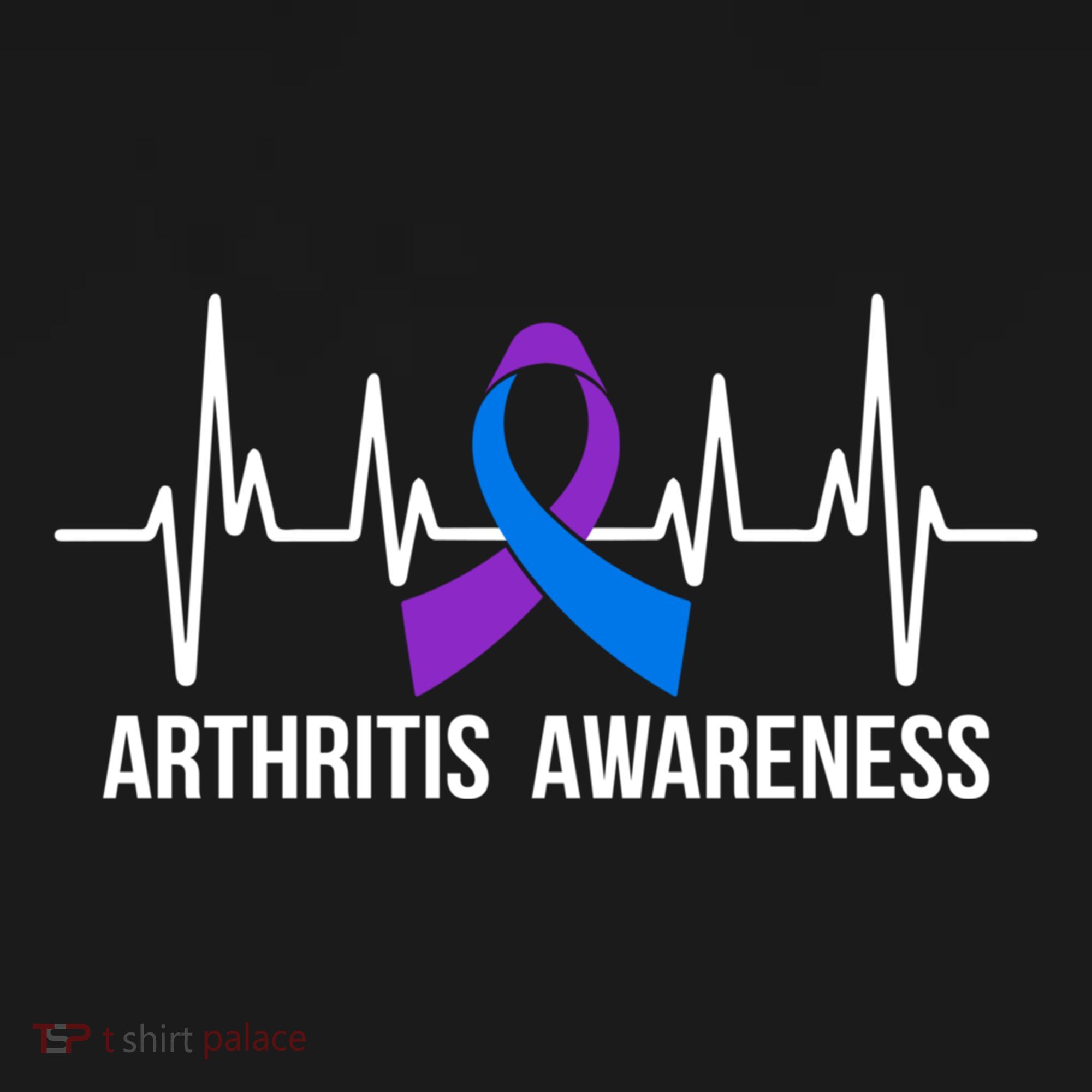 Arthritis Awareness Month Purple And Blue Ribbon Heartbeat Great Gift USA-Made Doggie Bandana