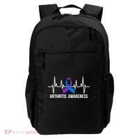 Arthritis Awareness Month Purple And Blue Ribbon Heartbeat Great Gift Backpack thumb 0